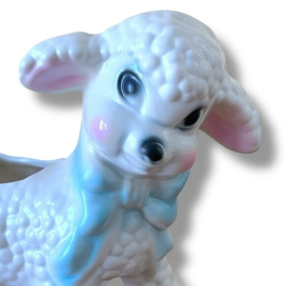 Vintage 50s Spring Lamb Ceramic Pottery Planter Nursery Decor Mid Century Kitsch - Picture 4 of 12